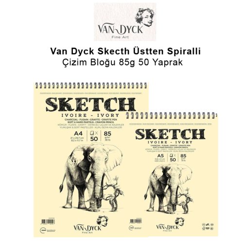 Van Dyck Skecth Üstten Spiralli Çizim Bloğu 85g 50 Yaprak