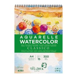 Van Dyck - Van Dyck Classico Cold Press Dokulu Sulu Boya Spiralli Blok 300g A4 15 Yaprak 