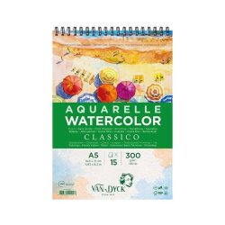 Van Dyck - Van Dyck Classico Cold Press Dokulu Sulu Boya Spiralli Blok 300g A5 15 Yaprak 