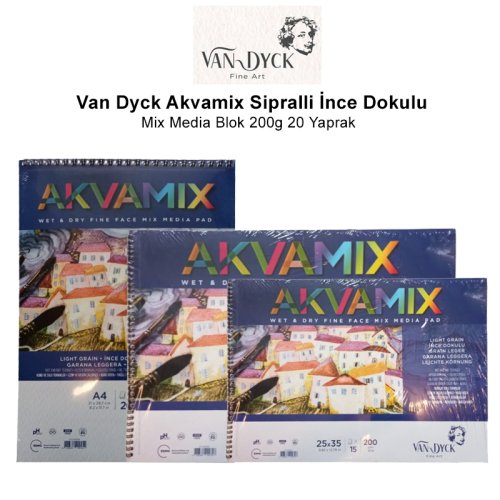 Van Dyck Akvamix Sipralli İnce Dokulu Mix Media Blok 200g 20 Yaprak