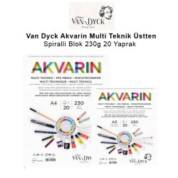 Van Dyck Akvarin Multi Teknik Üstten Spiralli Blok 230g 20 Yaprak - Thumbnail