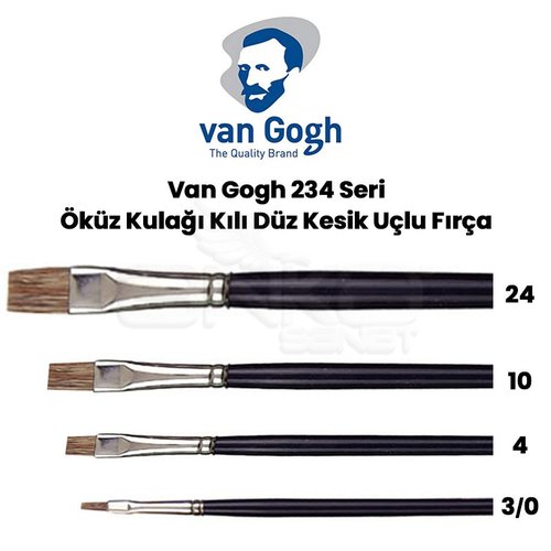 Van Gogh 234 Seri Öküz Kulağı Kılı Düz Kesik Uçlu Fırça