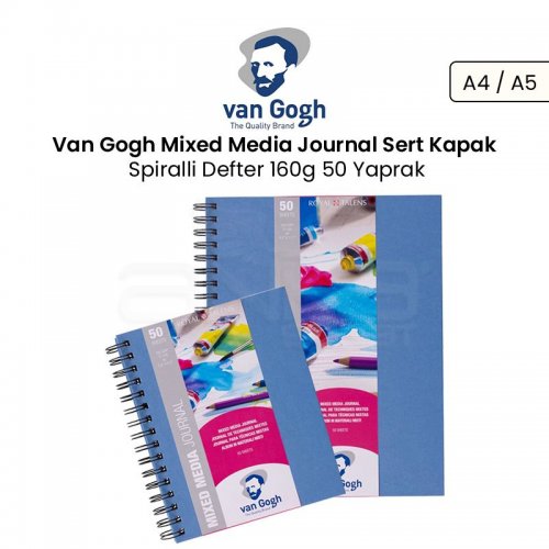 Van Gogh Mixed Media Journal Sert Kapak Spiralli Defter 160g 50 Yaprak