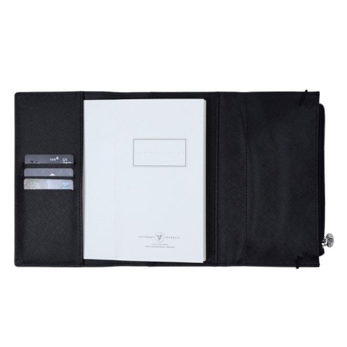 Victoria Journals Zipco Clutch 96 Yaprak Çizgili Defter 9x16cm Siyah 7366