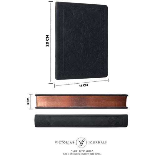 Victoria Journals Vintage Old Book Defter 110g 14x20cm Matt Siyah