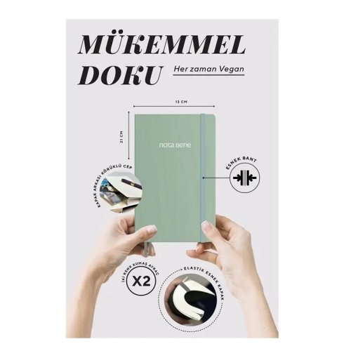Victorias Journals Classic Esnek Kapak Defter 13x21cm 70g 400 Sayfa Çizgili Mint Yeşili