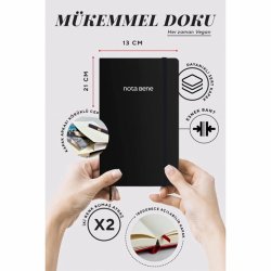 VICTORIAS - Victorias Journals Classic Sert Kapak Defter 13x21cm 70g 400 Sayfa Çizgili Siyah (1)