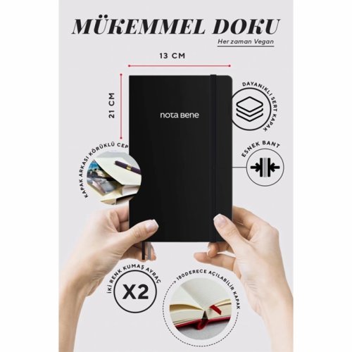 Victorias Journals Classic Sert Kapak Defter 13x21cm 70g 400 Sayfa Çizgili Siyah