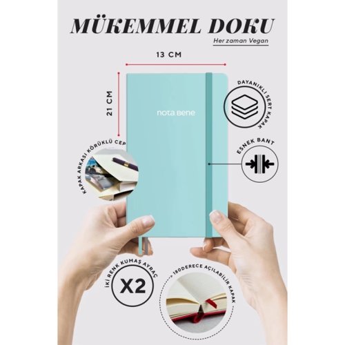 Victorias Journals Classic Sert Kapak Defter 13x21cm 70g 400 Sayfa Çizgili Turkuaz