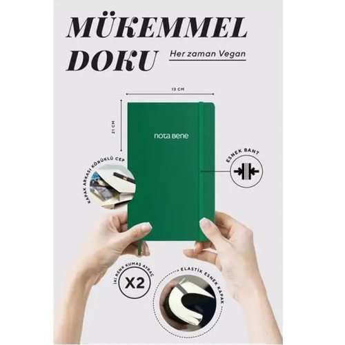 Victorias Journals Classic Sert Kapak Defter 13x21cm 70g 400 Sayfa Çizgili Yeşil