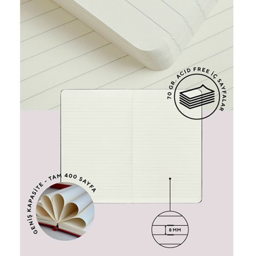 Victorias Journals Classic Sert Kapak Defter 19x25cm 70g 320 Sayfa Çizgili Kırmızı