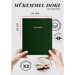 VICTORIAS - Victorias Journals Classic Sert Kapak Defter 19x25cm 70g 320 Sayfa Çizgili Yeşil (1)