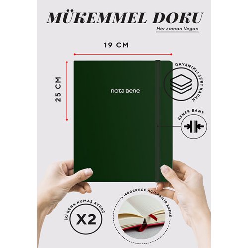 Victorias Journals Classic Sert Kapak Defter 19x25cm 70g 320 Sayfa Çizgili Yeşil