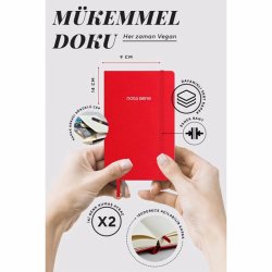 VICTORIAS - Victorias Journals Classic Sert Kapak Defter 9x14cm 70g 400 Sayfa Çizgili Kırmızı (1)