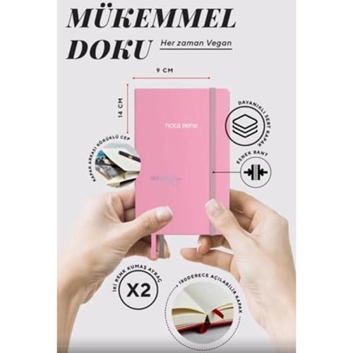 Victorias Journals Classic Sert Kapak Defter 9x14cm 70g 400 Sayfa Çizgili Pembe