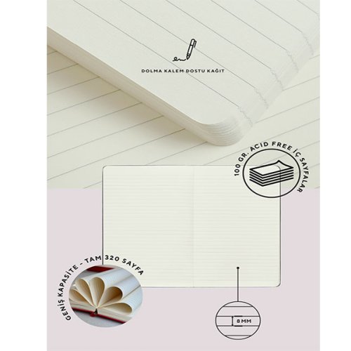 Victorias Journals Sert Kapak Defter A5 100g 192 Sayfa Çizgili Kırmızı
