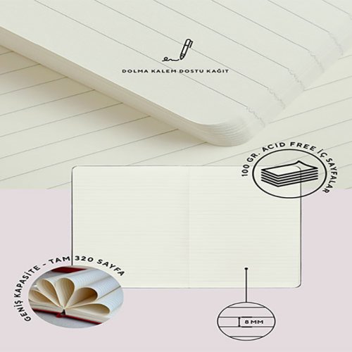 Victorias Journals Premium Sert Kapak Defter A5 100gr 192 Sayda Çizgili Lacivert