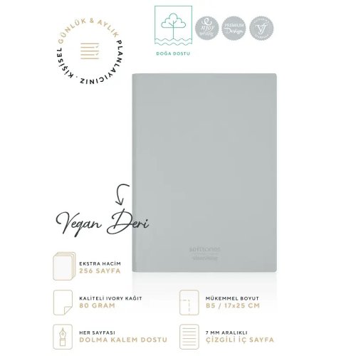 Victorias Journals Esnek kapak Defter B5 80g Krem 128 Yaprak Çizgili Mavi
