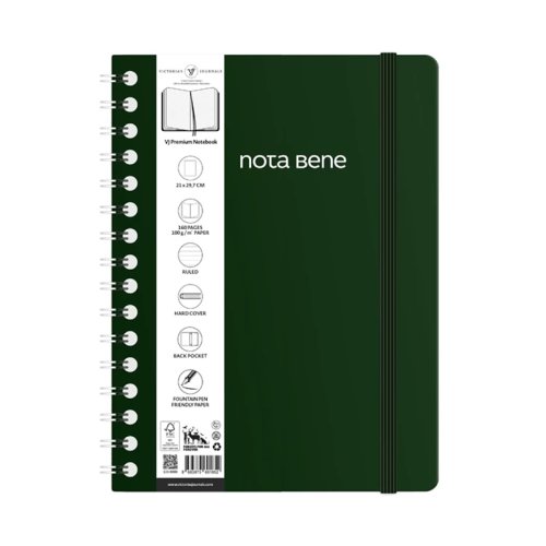 Victorias Journals Spiralli Sert Kapak Defter A4 100g 160 Sayfa Çizgili Yeşil