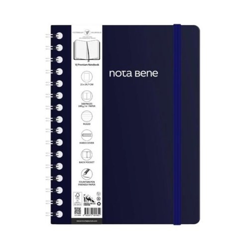 Victorias Journals Spiralli Sert Kapak Defter A4 100g 160 Sayfa Çizgili Lacivert