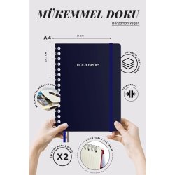 VICTORIAS - Victorias Journals Spiralli Sert Kapak Defter A4 100g 160 Sayfa Çizgili Lacivert (1)
