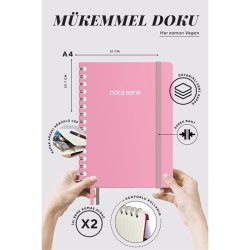 VICTORIAS - Victorias Journals Spiralli Sert Kapak Defter A4 100g 160 Sayfa Çizgili Pembe (1)