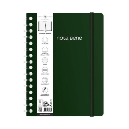 Victorias Journals Spiralli Sert Kapak Defter A4 100g 160 Sayfa Çizgili Yeşil