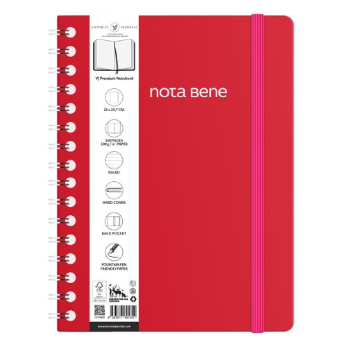 Victorias Journals Spiralli Sert Kapak Defter A4 100g 160 Sayfa Çizgili Kırmızı