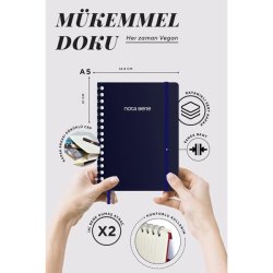 VICTORIAS - Victorias Journals Spiralli Sert Kapak Defter A5 100g 160 Sayfa Çizgili Lacivert (1)