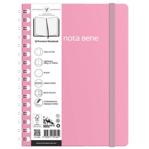 Victorias Journals Spiralli Sert Kapak Defter A5 100g 160 Sayfa Pembe