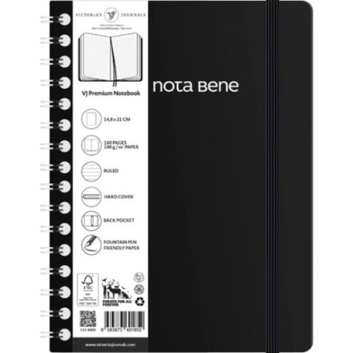 Victorias Journals Sert Kapak Defter A5 100g 160 Sayfa Çizgili Siyah