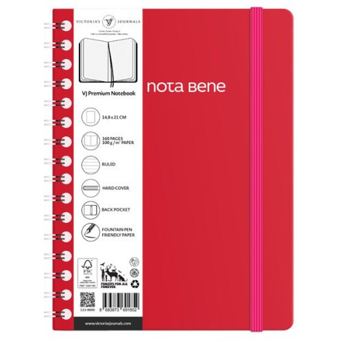 Victorias Journals Spiralli Sert Kapak Defter A5 100g 160 Sayfa Çizgili Kırmızı