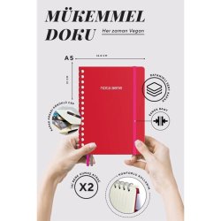 VICTORIAS - Victorias Journals Spiralli Sert Kapak Defter A5 100g 160 Sayfa Çizgili Kırmızı (1)