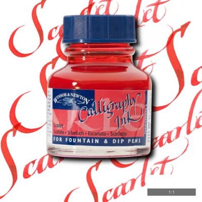 Winsor & Newton Calligraphy Mürekkebi 30ml Scarlet 601 - 601 Scarlet