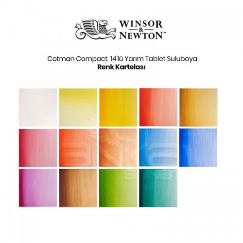 Winsor & Newton Cotman Compact 14lü Sulu Boya Seti Defter Hediyeli