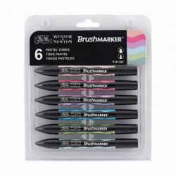 Winsor&Newton - Winsor & Newton Brush Marker 6lı Set Pastel Tones