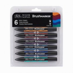 Winsor&Newton - Winsor & Newton Brush Marker 6lı Set Rich Tones