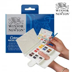 Winsor&Newton - Winsor & Newton Cotman Compact Set 14lü Yarım Tablet Sulu Boya Seti