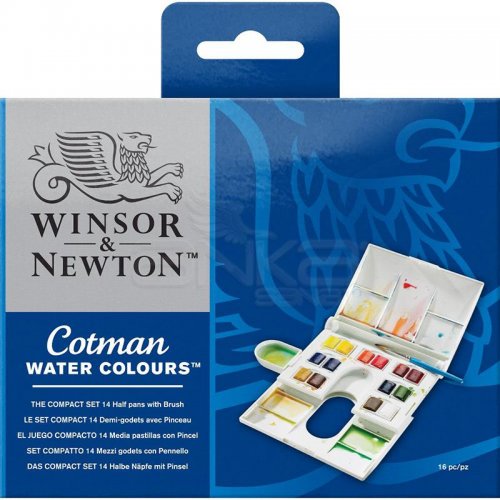Winsor & Newton Cotman Compact Set 14lü Yarım Tablet Sulu Boya Seti