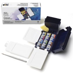 Winsor & Newton Cotman Field Box Cep Tipi Sulu Boya Seti 12li Yarım Tablet - Thumbnail