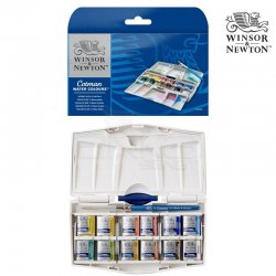 Winsor&Newton - Winsor & Newton Cotman Plus Cep Tipi Sulu Boya Seti 12 li 1/2 Tablet