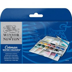 Winsor&Newton - Winsor & Newton Cotman Plus Cep Tipi Sulu Boya Seti 12 li 1/2 Tablet (1)