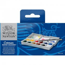 Winsor&Newton - Winsor & Newton Cotman Sketchers Sulu Boya Cep Tipi 12 Renk - 1/2 Tablet (1)