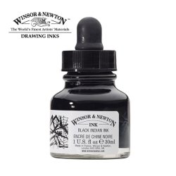Winsor&Newton - Winsor & Newton Drawing Ink Çini Mürekkebi Indian Ink Black 30ml