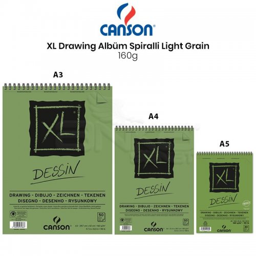 Canson XL Dessin Albüm Spiralli Light Grain 160g