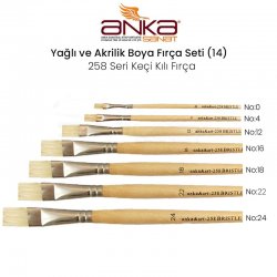 Anka Art - Anka Art Yağlı ve Akrilik Boya Fırça Seti (14) 258 Seri Keçi Kılı Fırça