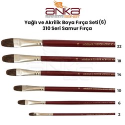 Anka Art - Yağlı ve Akrilik Boya Fırça Seti (6) 310 Seri Samur Fırça