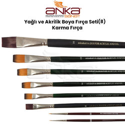 Anka Art - Yağlı ve Akrilik Boya Fırça Seti (8) Karma Fırça