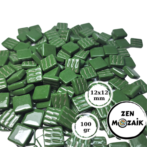 Zen Cam Mozaik Kare 12x12mm 100g Koyu Yeşil