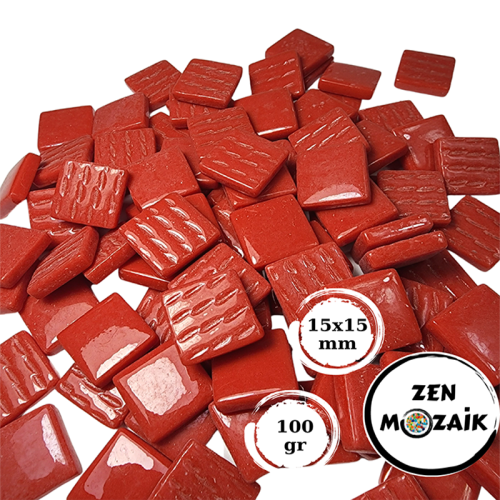Zen Cam Mozaik Kare 15x15mm 100g Koyu Kırmızı